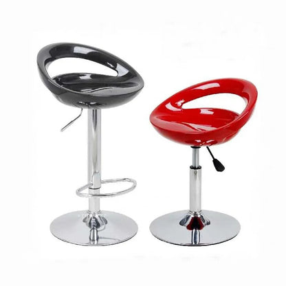 Set of 2 High Gloss Designer Bar Stools Modern Black