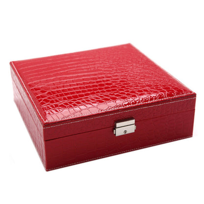 Luxury Red Crocodile Leather Jewellery Box Organiser