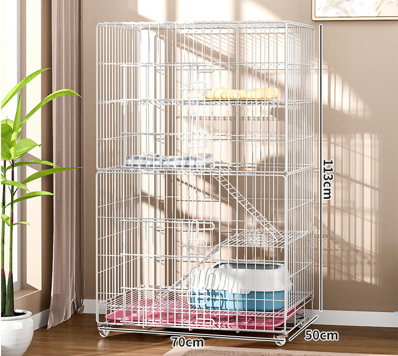 Large 4 Tier Pet Cat Bird Cage Pet Home Exercise Crate Playpen White