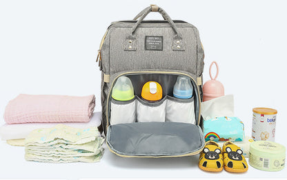 Convertible Baby Nappy Bag with Changing Bed Grey