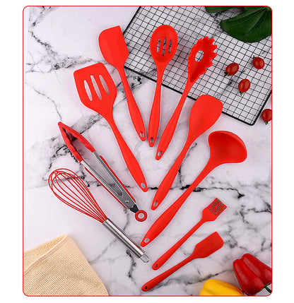 10PC Silicone Kitchen Utensil Set Non-Stick Heat Resistant Cooking Tools Red