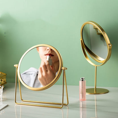 Elegant 360-Degree Rotating Vanity Makeup Mirror Gold