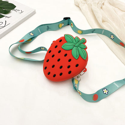 Cute Strawberry Silicone Crossbody Bag for Girls