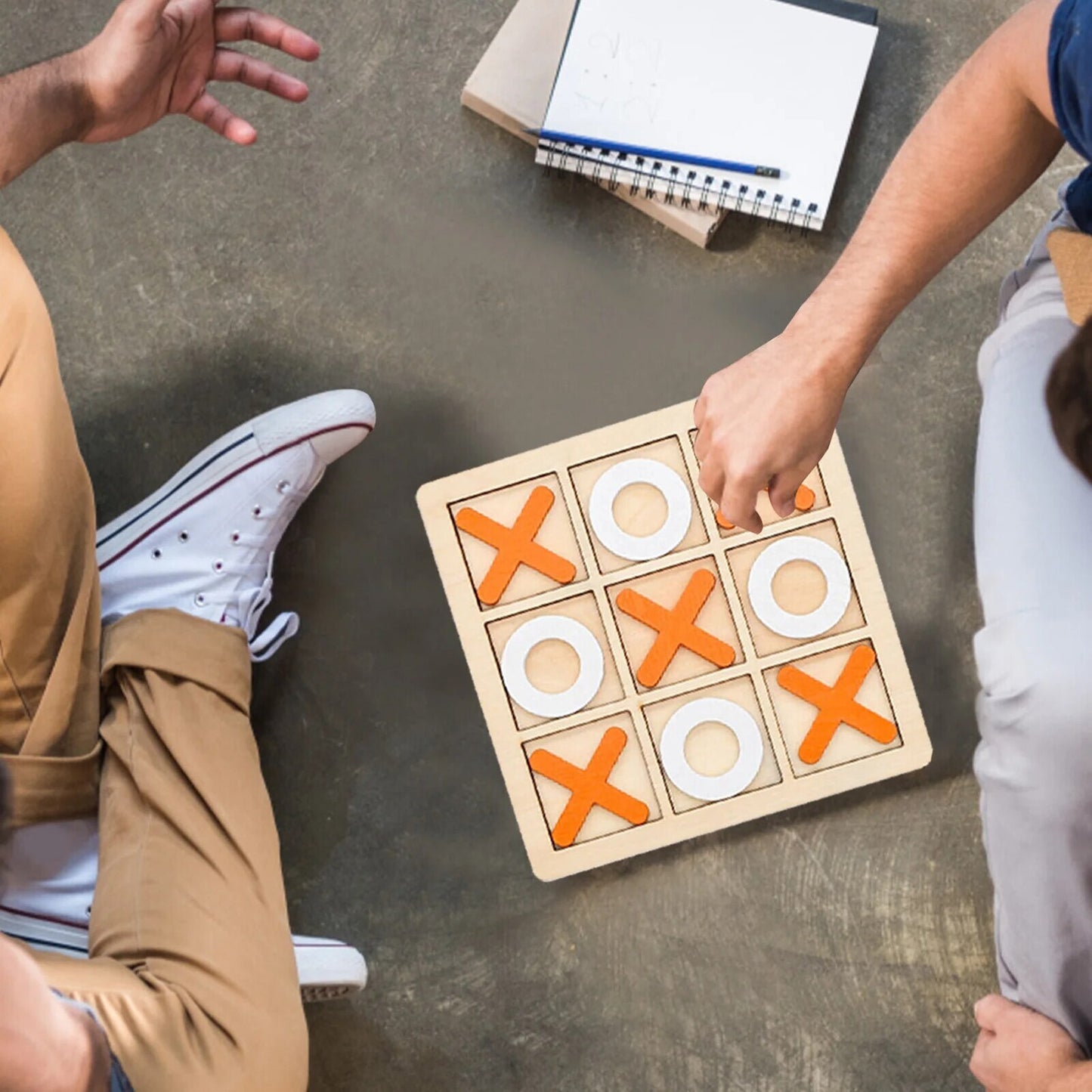 Wooden Tic Tac Toe Game Set Classic XO Board Game Orange