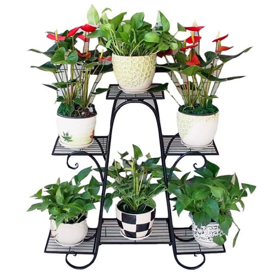 6-Tier Metal Plant Stand Shelf Display Rack Flower Pot Holder Garden Organizer