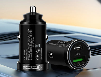 Fast Charging 36W Dual Port USB C Car Adapter PD & QC 3.0