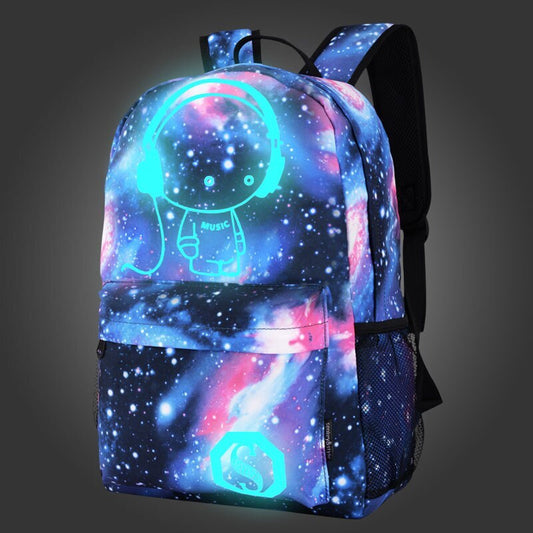 Glow in the Dark Galaxy Backpack Laptop Travel School Bag