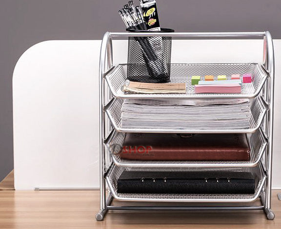 4-Tier Office Document Tray Paper Magazine Desk Organizer for Home Office