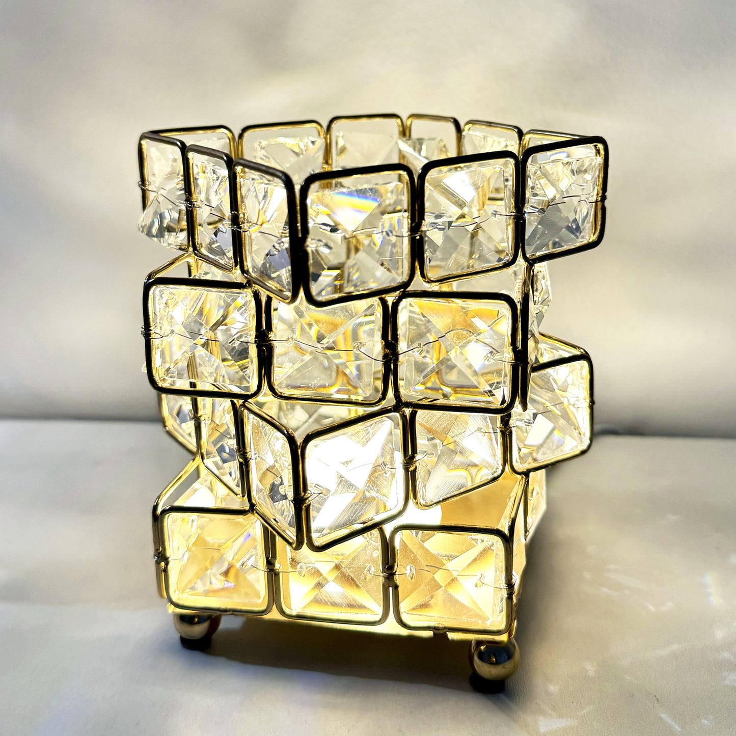 Geometric Diamond Crystal LED Rubik's Cube Table Lamp Decorative Night Light