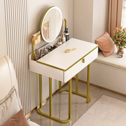 LED Vanity Table with Mirror and Storage Drawers for Makeup and Beauty