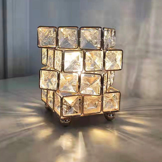 Geometric Diamond Crystal LED Rubik's Cube Table Lamp Decorative Night Light