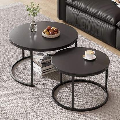 Stylish Black Nesting Coffee Tables Modern Living Room Furniture Set