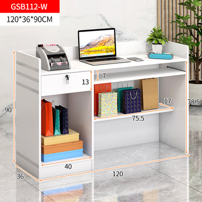 Large Reception Desk Counter with Ample Shelves for Office