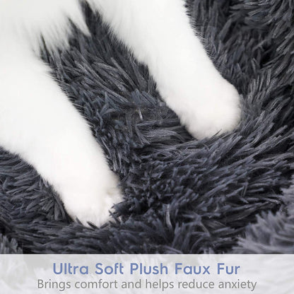 70cm Cozy Plush Soft Fluffy Pet Bed for Dogs and Cats Dark Grey