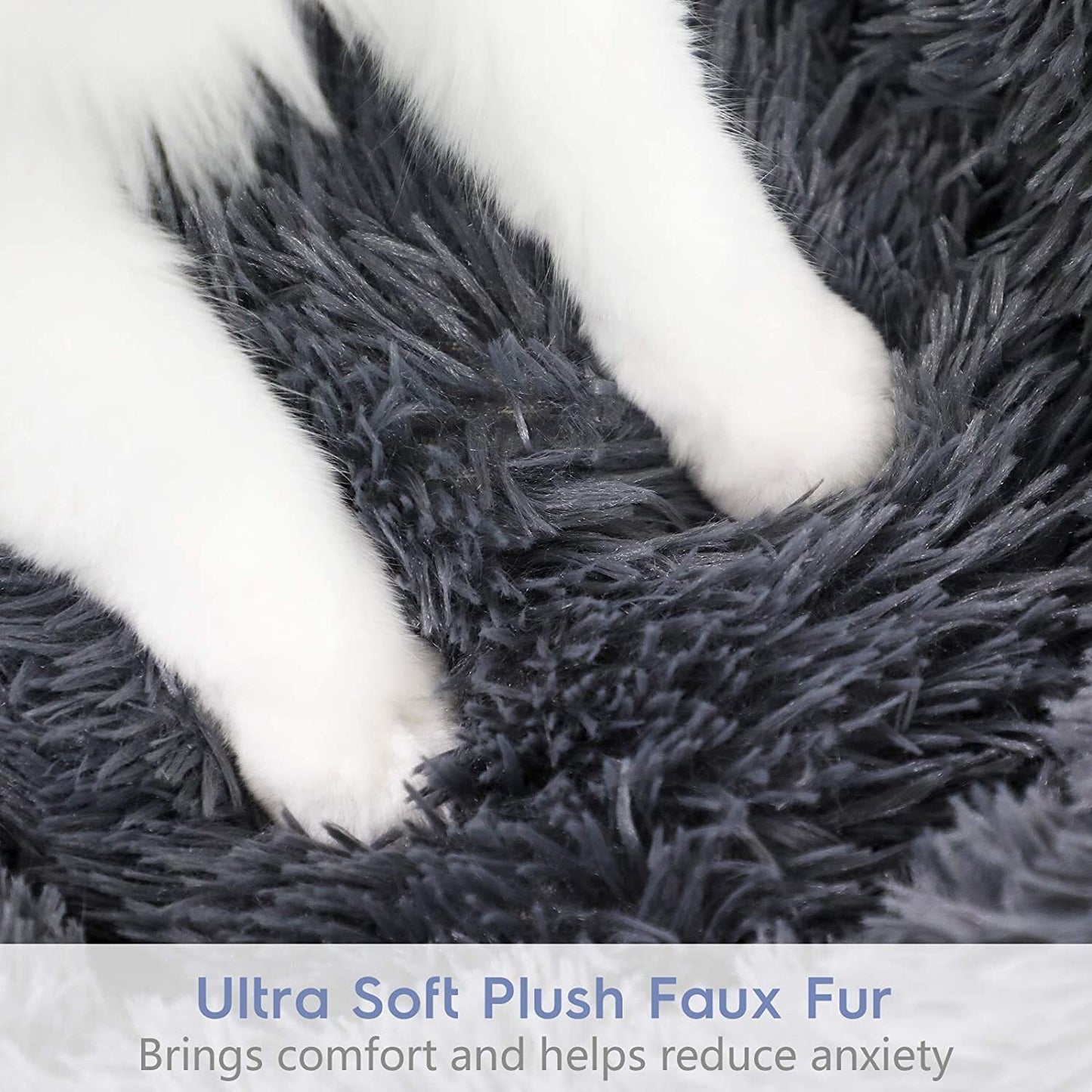 50cm Cozy Plush Soft Fluffy Pet Bed for Dogs and Cats Dark Grey