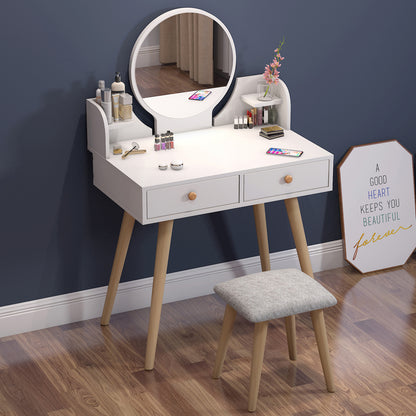 Princess Vanity Table with LED Mirror Stool and Storage Drawers Set