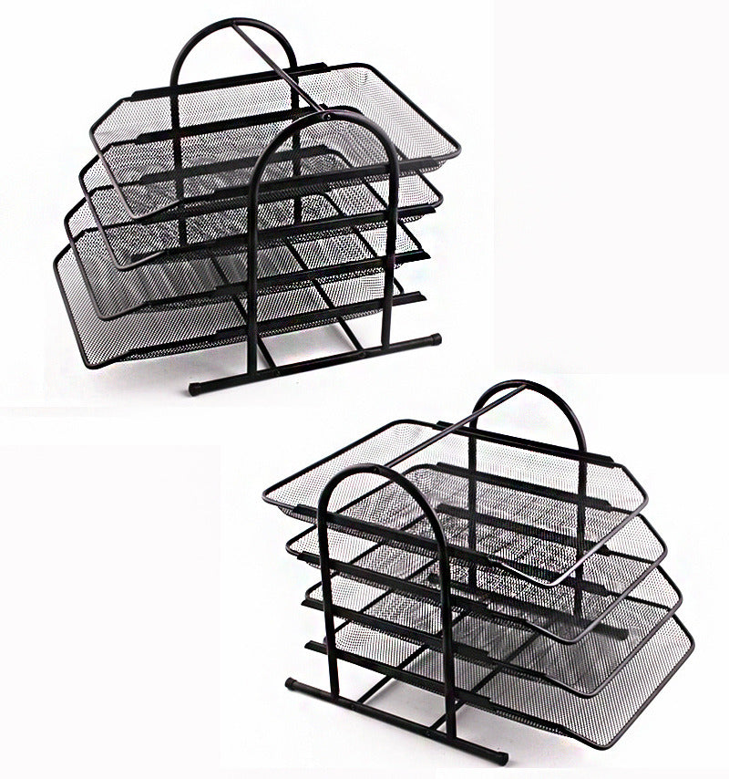 4-Tier Office Document Tray Paper Magazine Desk Organizer Black