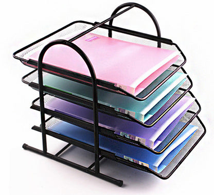 4-Tier Office Document Tray Paper Magazine Desk Organizer Black