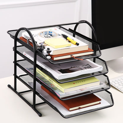 4-Tier Office Document Tray Paper Magazine Desk Organizer Black