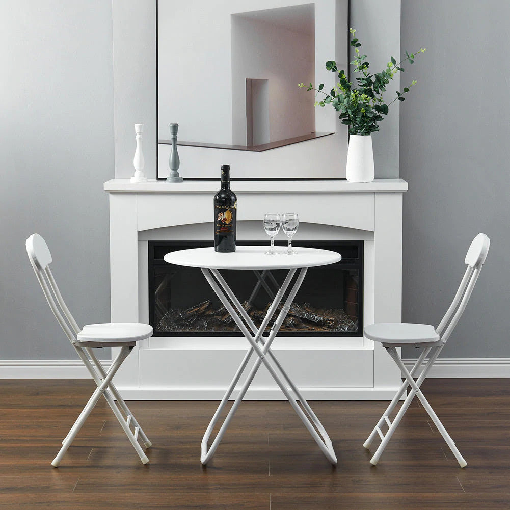 Elegant Wood and Steel Folding Chair White