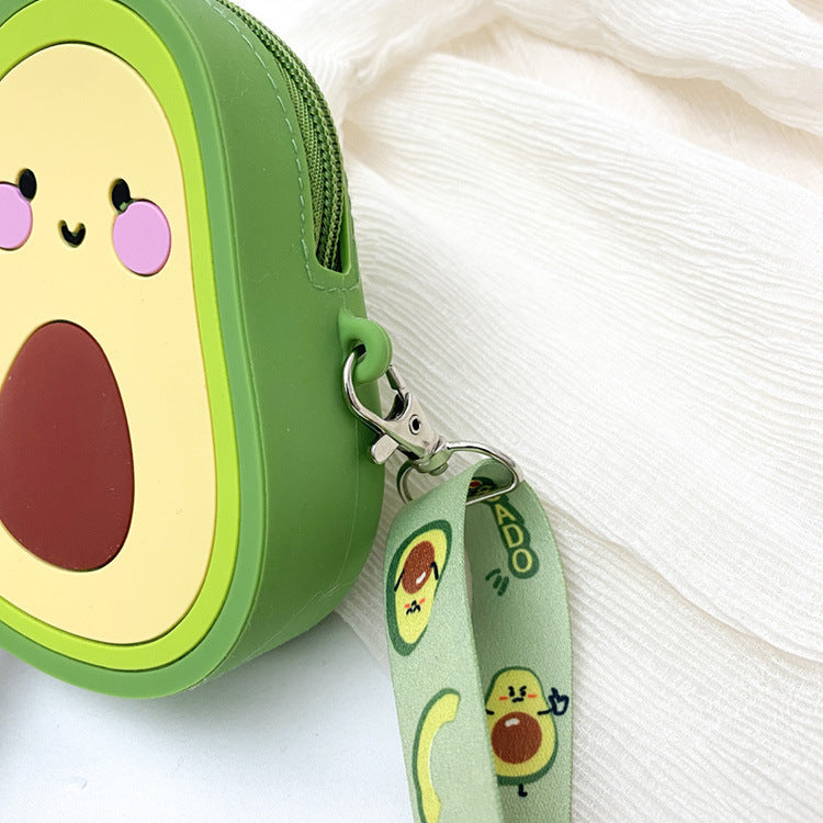 Cute Avocado Silicone Crossbody Bag for Girls