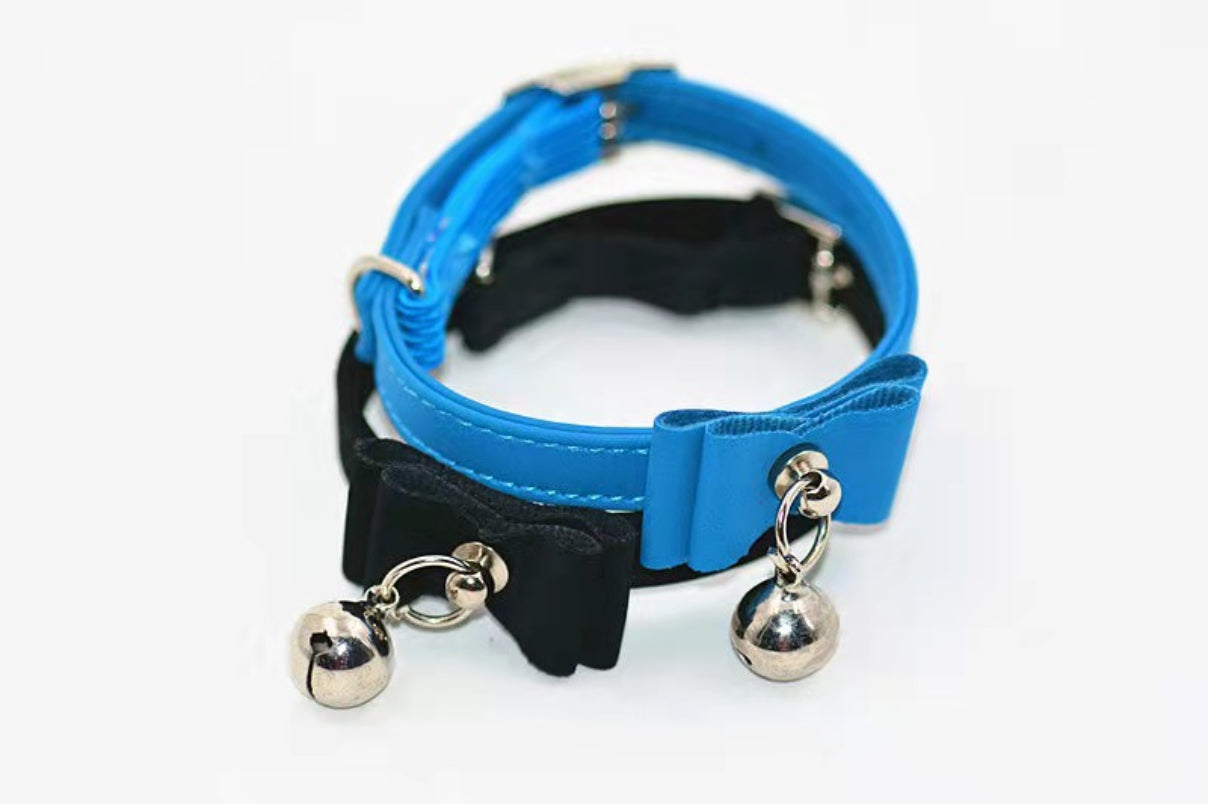 Adjustable Cute Kitten Bowtie Collar with Bell Blue