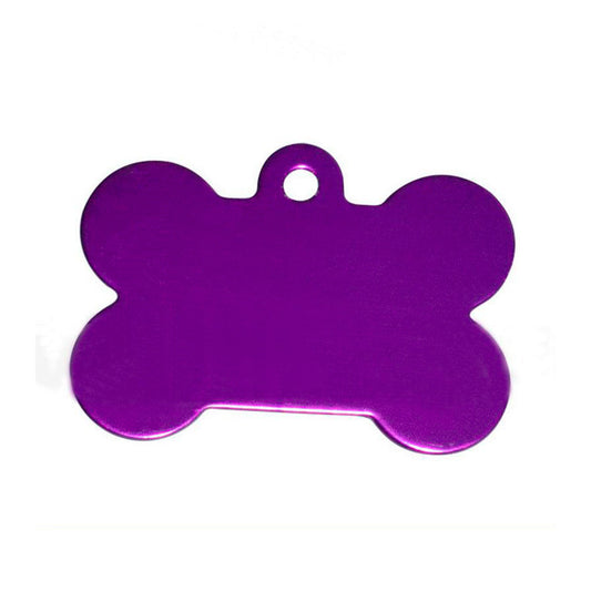 Dog Bone Shaped Personalized Pet ID Tag for Dogs Purple Aluminum