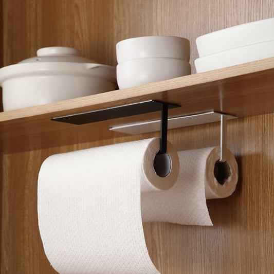 Wall-Mounted Steel Paper Towel Holder Kitchen Bathroom Tissue Hanger Rack White