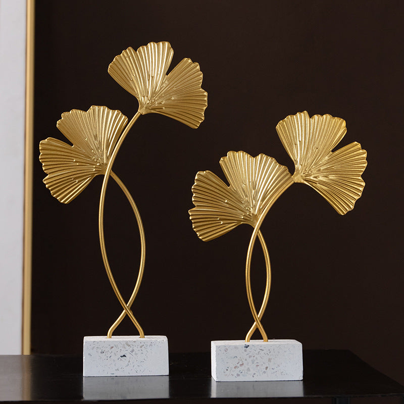 Elegant Ginkgo Leaves Sculpture Home Office Decor