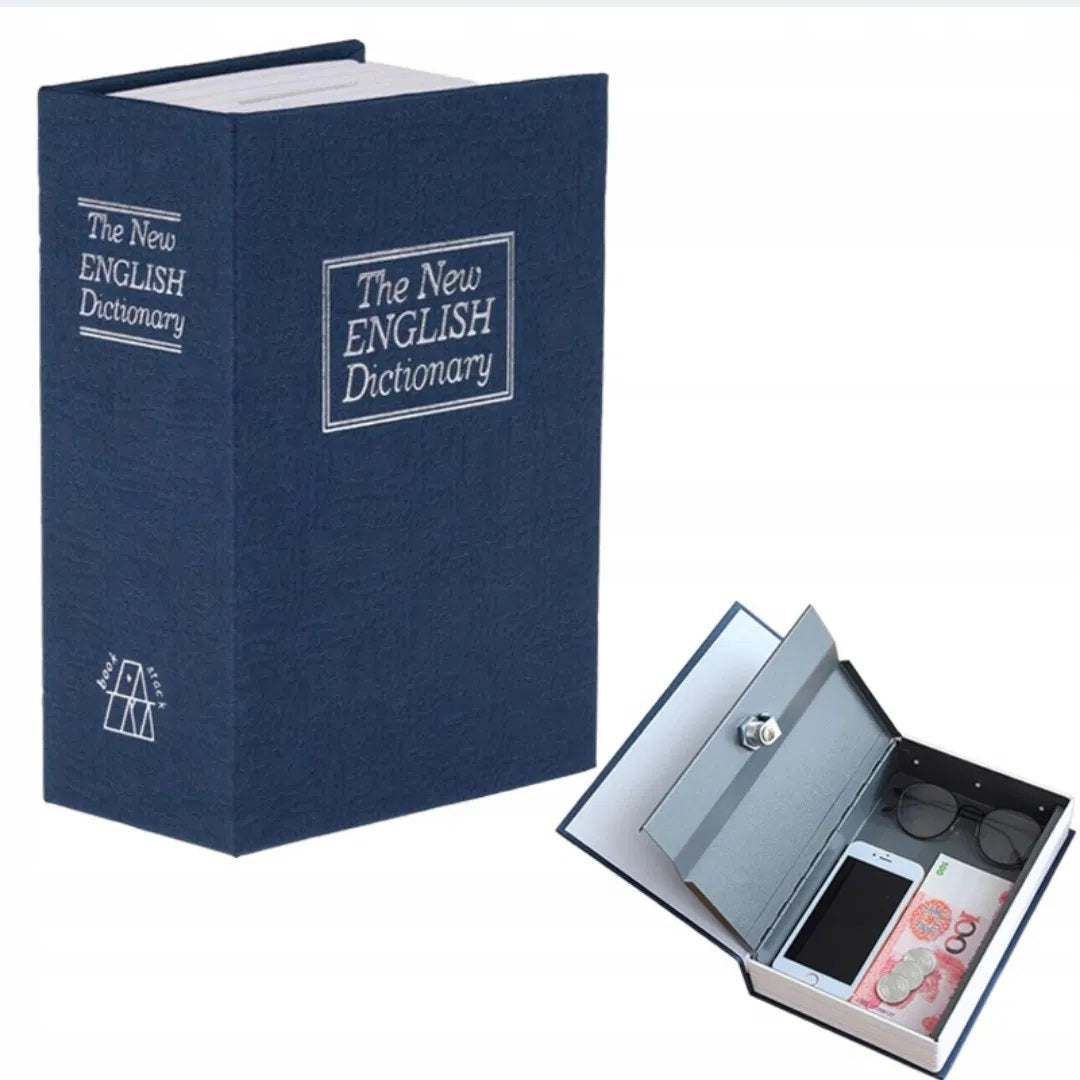 Secret Dictionary Book Safe with Combination Lock for Home Security Navy