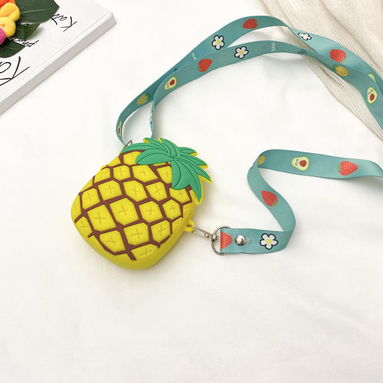 Cute Pineapple Silicone Crossbody Bag for Girls