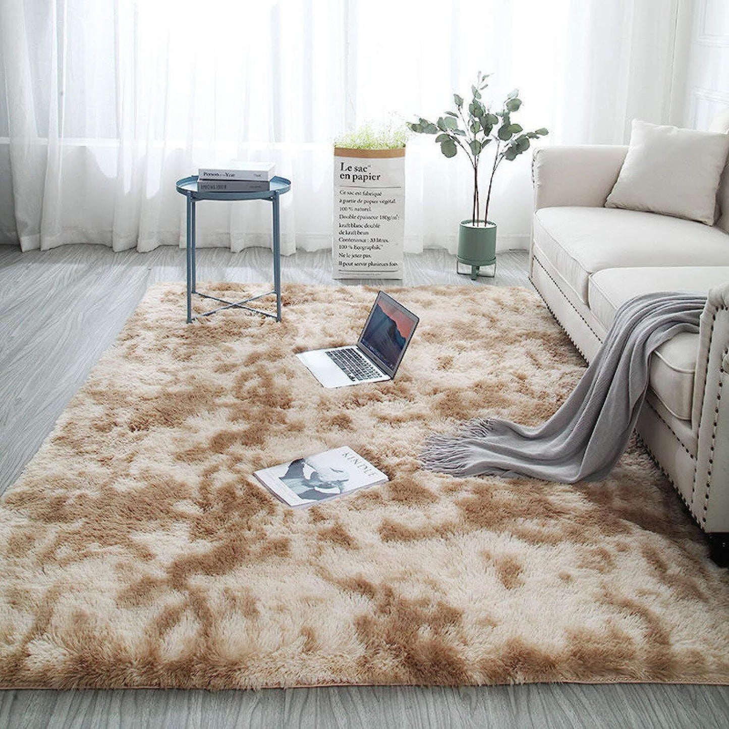 230 x 160 Large Soft Comfortable Shag Rug Tan