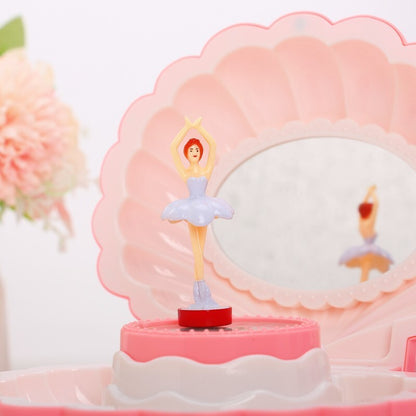 Dancing Ballerina Shell Music Box Jewellery Organiser Pink