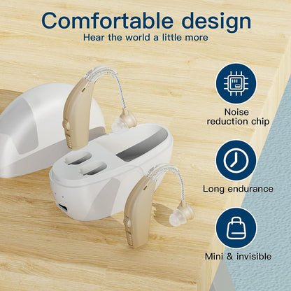 Rechargeable Wireless Hearing Aid Sound Amplifier for Clear Hearing