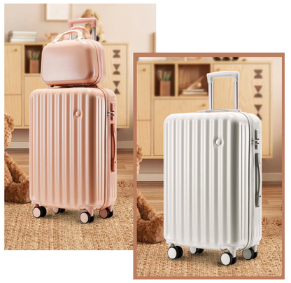 Designer Cabin Carry-On Luggage Set Travel Suitcase White