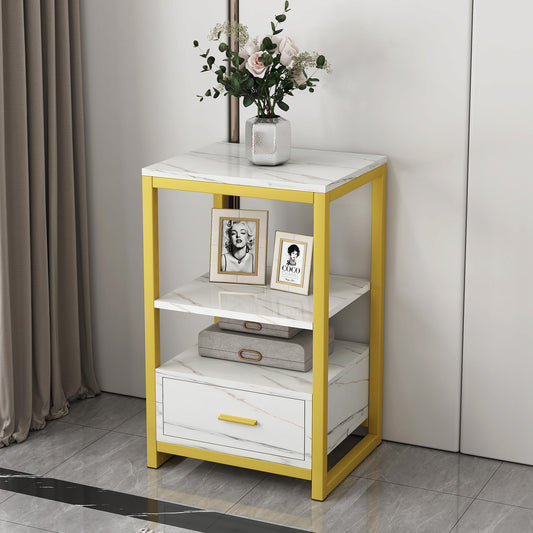 Luxor Designer Marble Look Side Table Nightstand