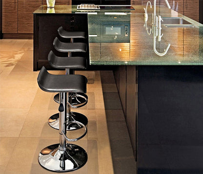 Set of 2 Modern PU Leather Kitchen Bar Stools Black