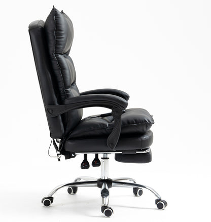 Luxury Executive Reclining Office Chair with Foot Rest and Massager Black