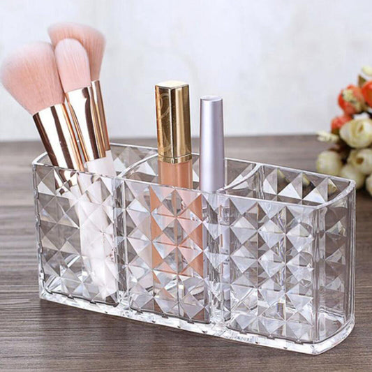 Elegant Crystal Makeup Brush Holder Acrylic Cosmetic Organizer for Vanity