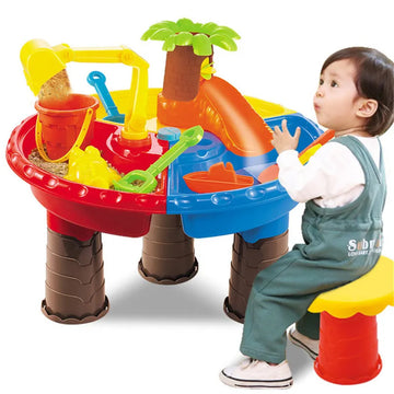 Kids Sand and Water Play Table with Stool Set for Outdoor Fun