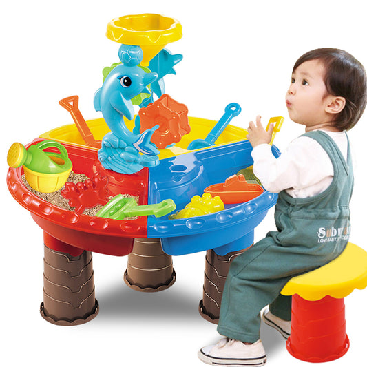 Kids Sand and Water Play Table with Stool Set for Outdoor Fun