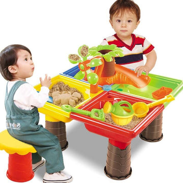Kids Sand and Water Play Table with Stool Set for Outdoor Fun