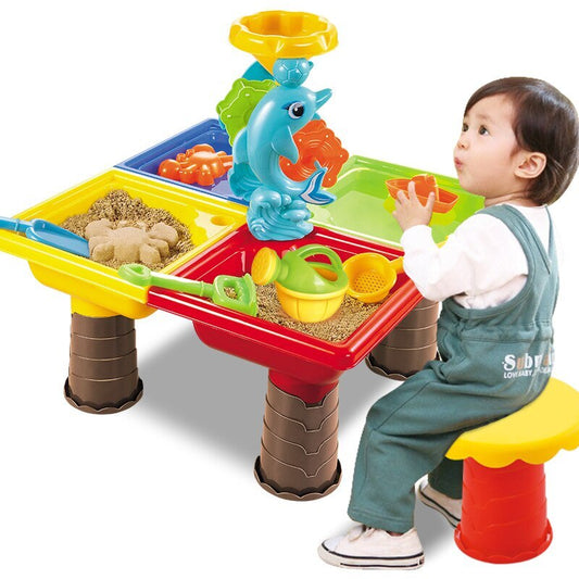 Kids Sand and Water Play Table with Stool Set for Outdoor Fun