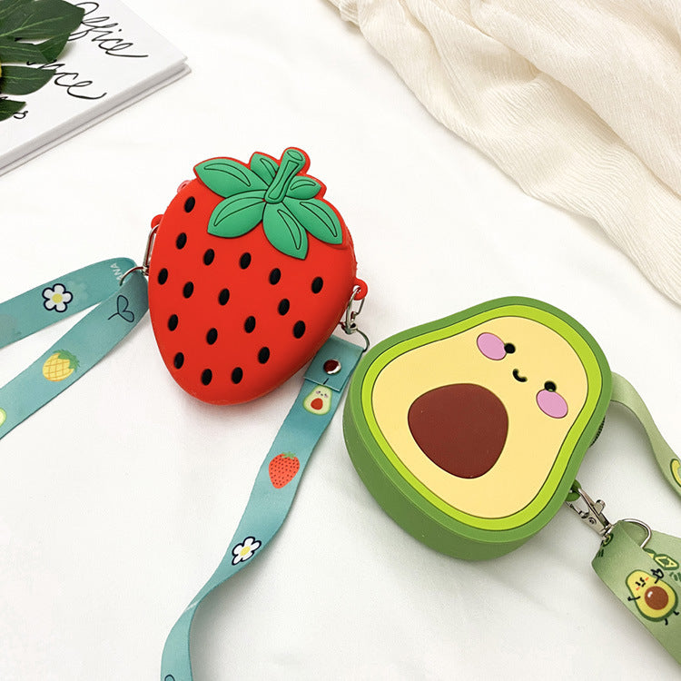 Cute Strawberry Silicone Crossbody Bag for Girls