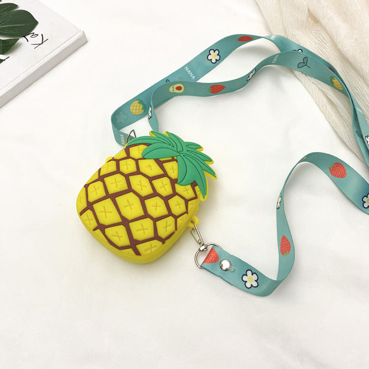 Cute Pineapple Silicone Crossbody Bag for Girls