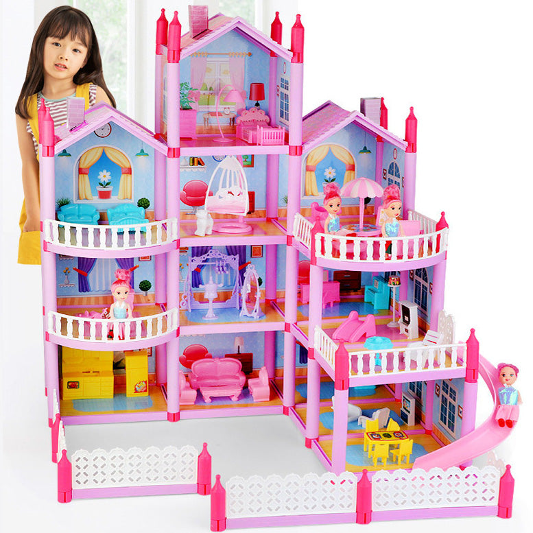 4-Level Dreamhouse Mansion Dollhouse with Furniture and Princess Dolls