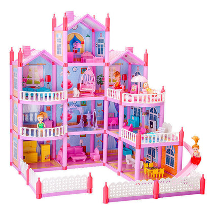 4-Level Dreamhouse Mansion Dollhouse with Furniture and Princess Dolls