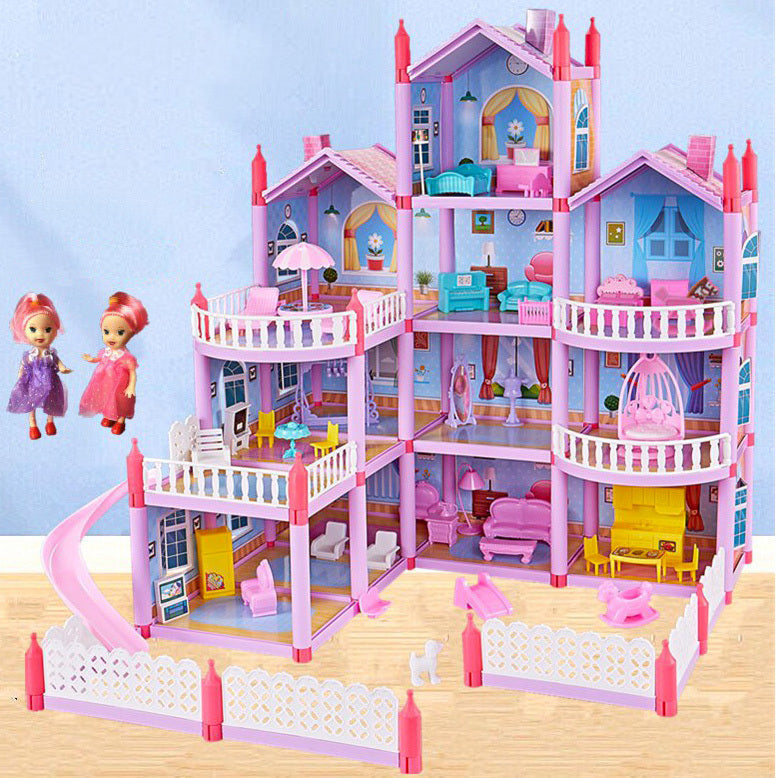 4-Level Dreamhouse Mansion Dollhouse with Furniture and Princess Dolls