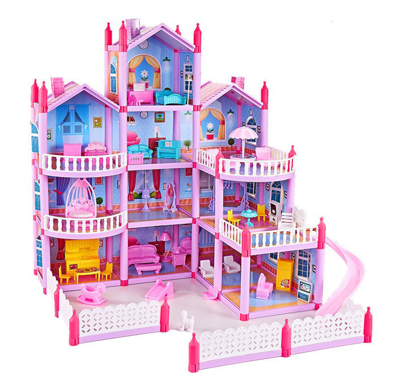 4-Level Dreamhouse Mansion Dollhouse with Furniture and Princess Dolls