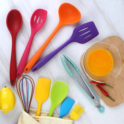 10PC Silicone Kitchen Utensil Set Non-Stick Heat Resistant Cooking Tools Colourful